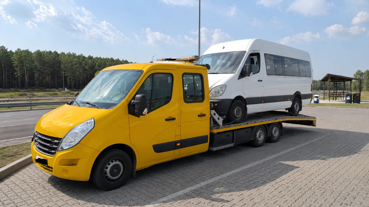 Transport minibusa z drogi krajowej – pomoc drogowa Zamość