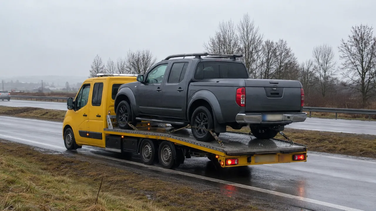 Pickup na lawecie – wyciąganie auta z rowu w Zamościu